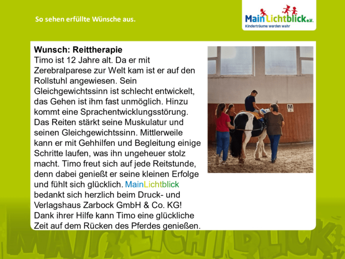 Wunscherfüllung: Reittherapie für Timo 2 image001